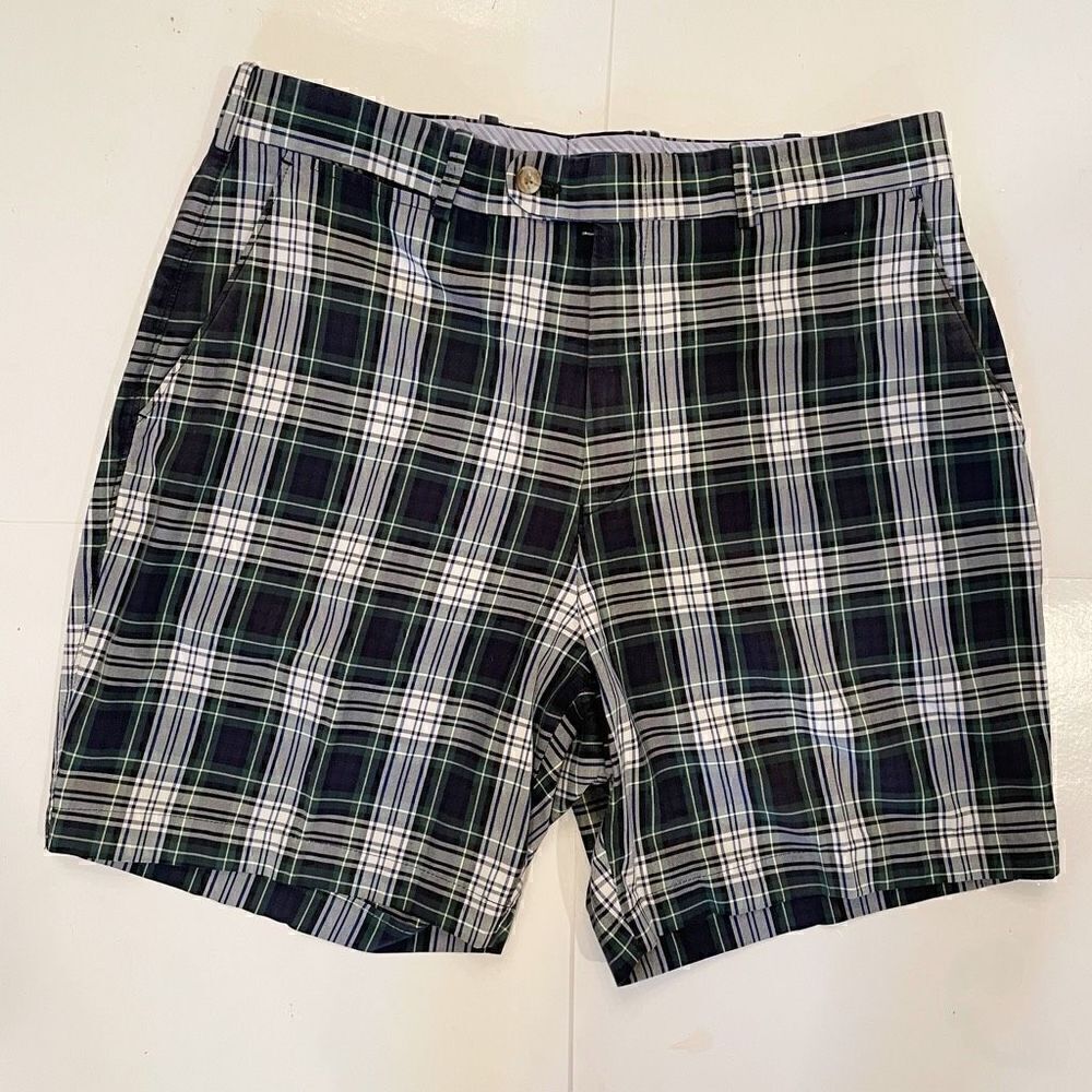 Peter Millar Size 34 Tartan Plaid Shorts 7” inseam 100% cotton preppy